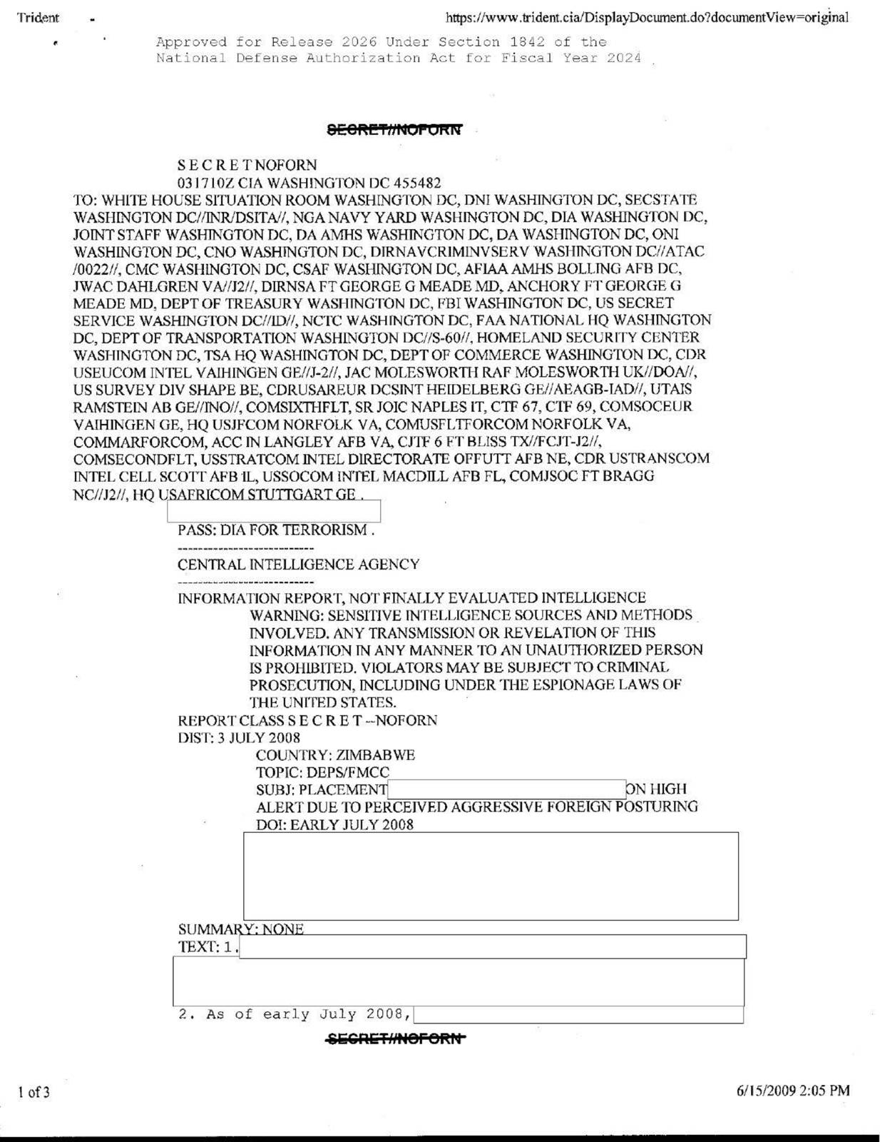 CIA-UAP-017, העלאת כוננות עקב תנוחה זרה תוקפנית נתפסת — עמוד 1