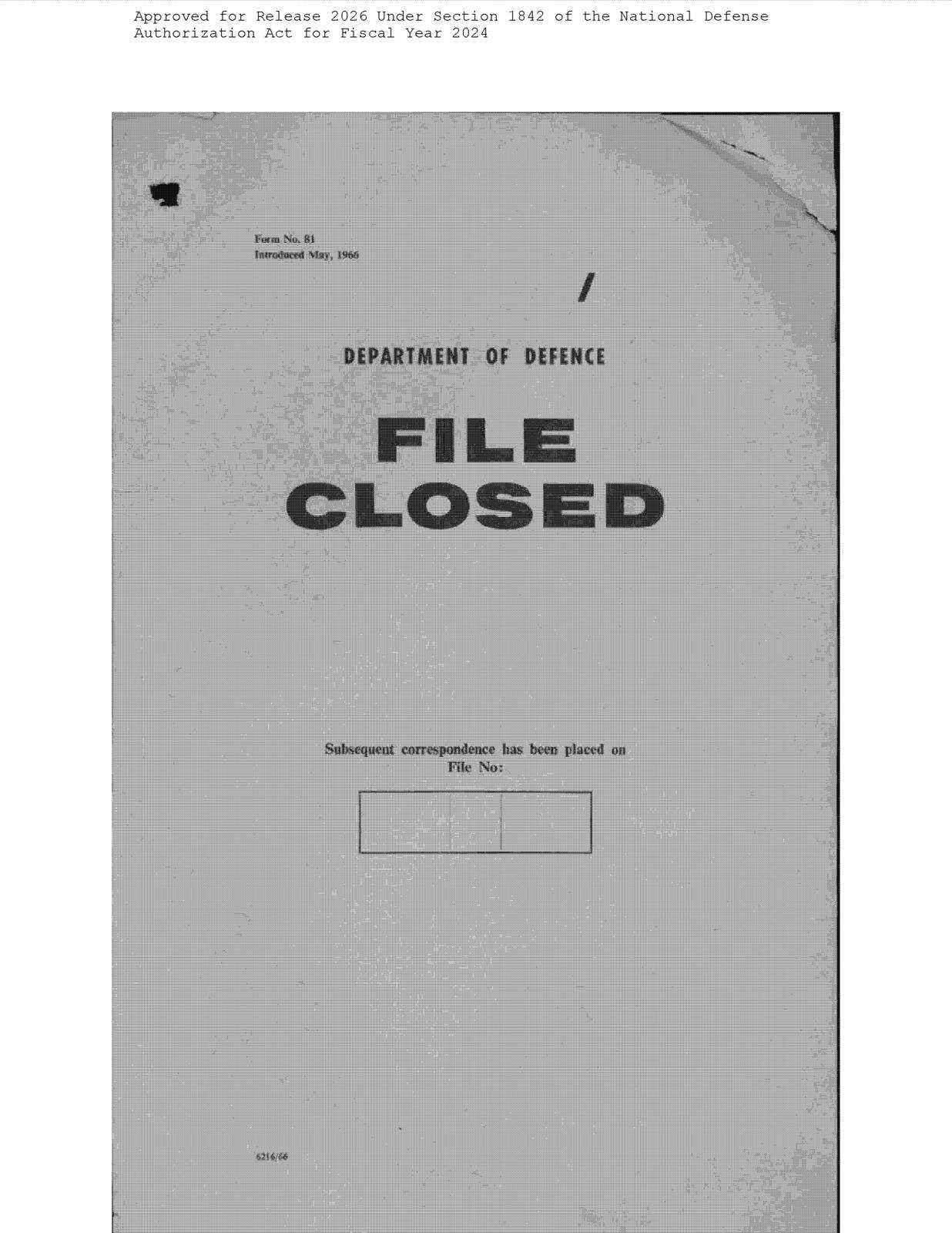 CIA-UAP-019, משרד ההגנה האוסטרלי: היבטים מדעיים ומודיעיניים של בעיית ה-UFO — עמוד 1