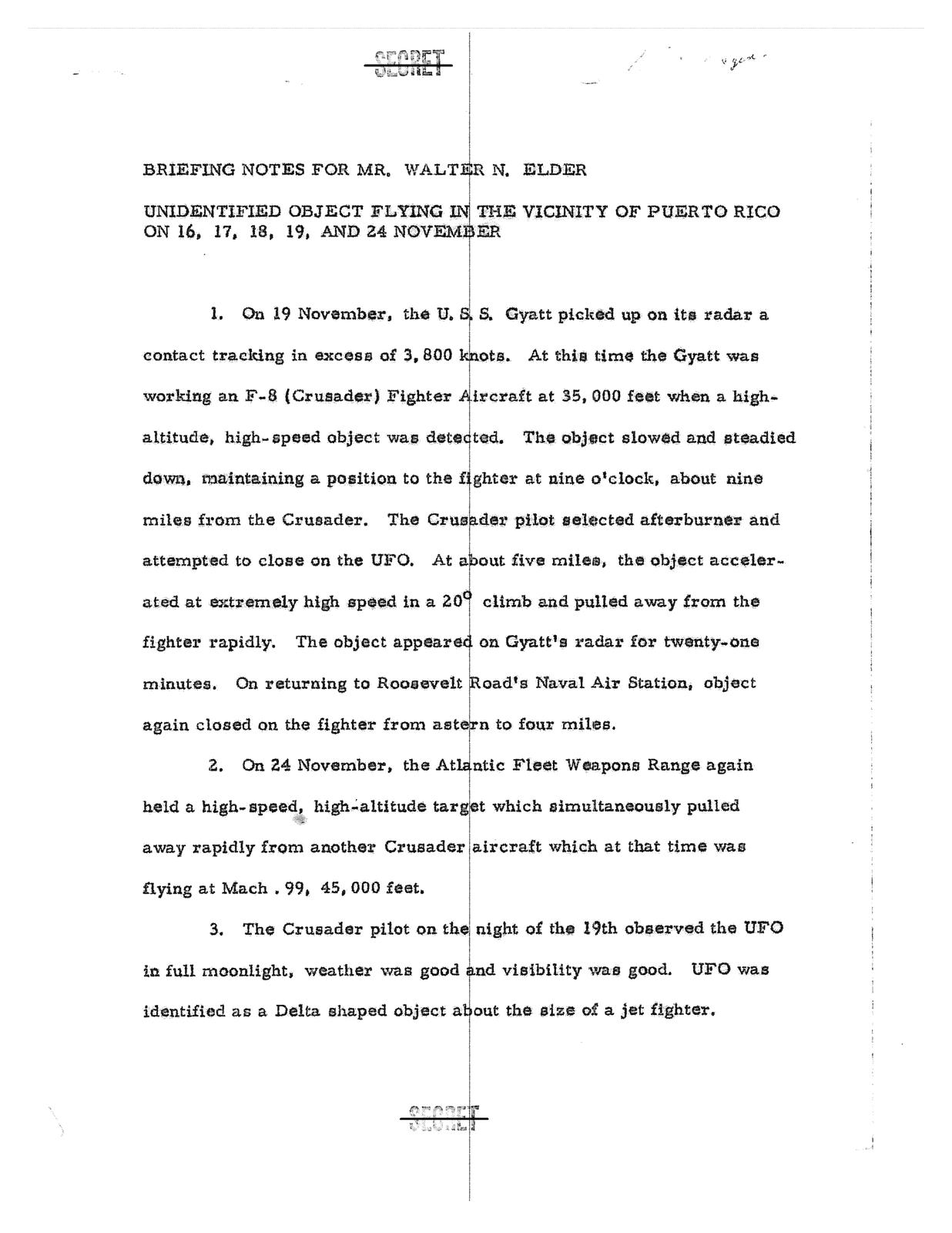 CIA-UAP-D023, דברי תדרוך עבור מר וולטר אלדר — עמוד 1