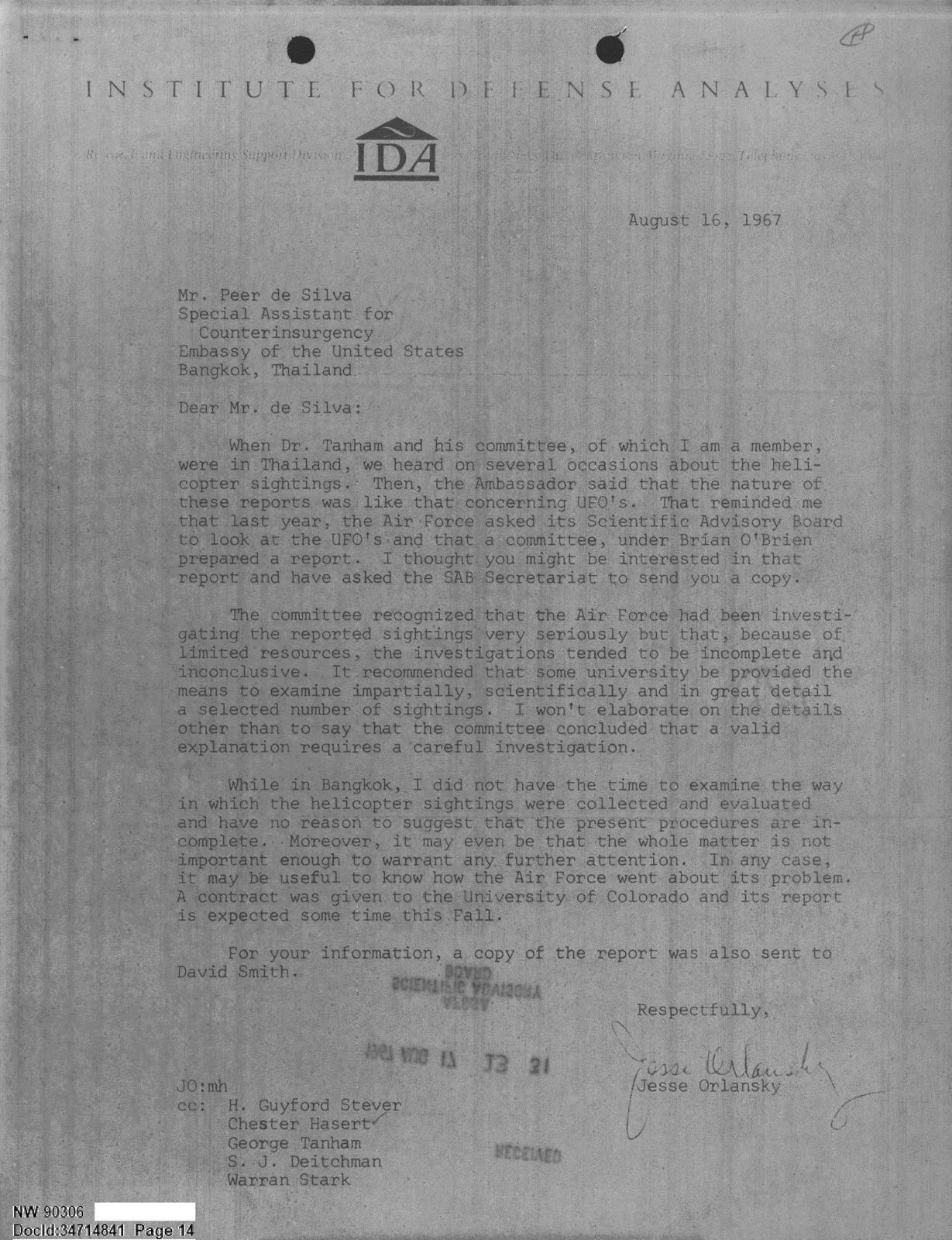 DOW-UAP-D092, ועדת חיל האוויר לבחינת Project Blue Book, 1966-1967 — עמוד 14