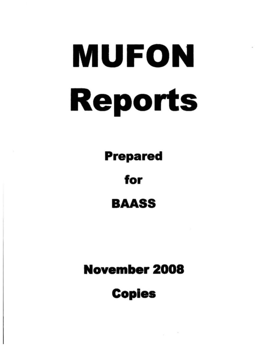 DOW-UAP-D166, דו"חות MUFON שהוכנו עבור BAASS, נובמבר 2008 - עמוד 1