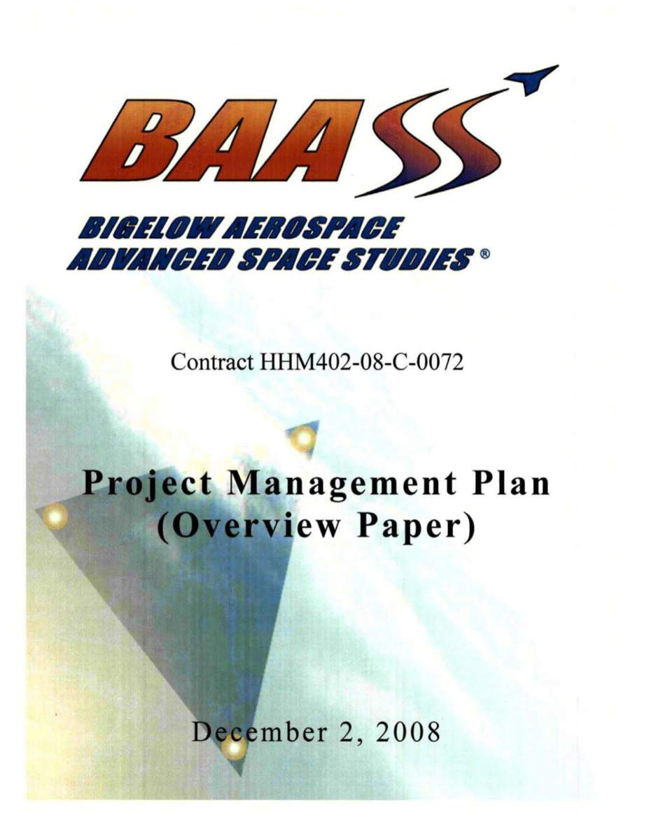 DOW-UAP-D168, תוכנית ניהול הפרויקט של BAASS, דצמבר 2008 - עמוד 1