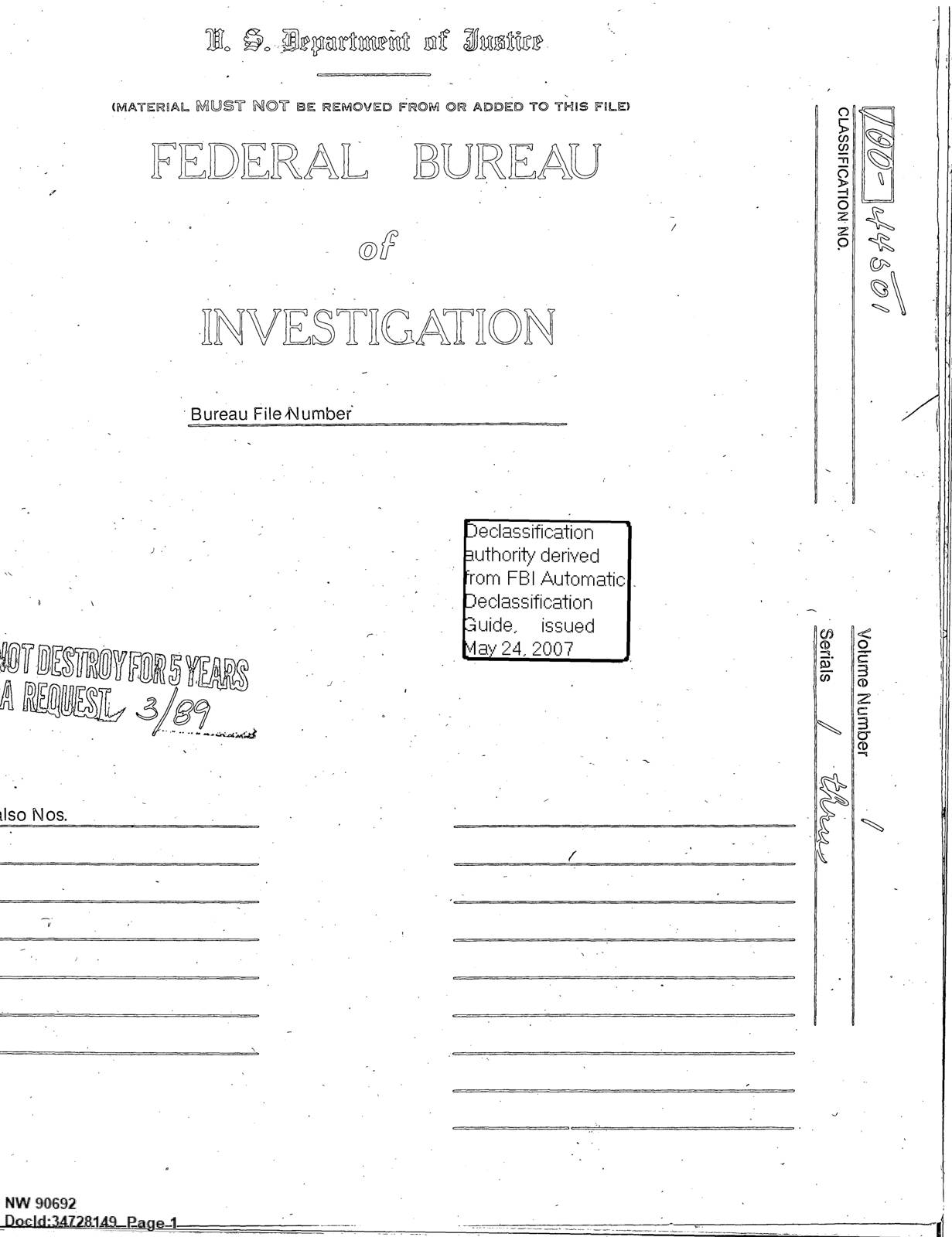 FBI-UAP-D014, תכתובת הנוגעת לתצפיות עב״מ, 1967, 1974 — עמוד 1