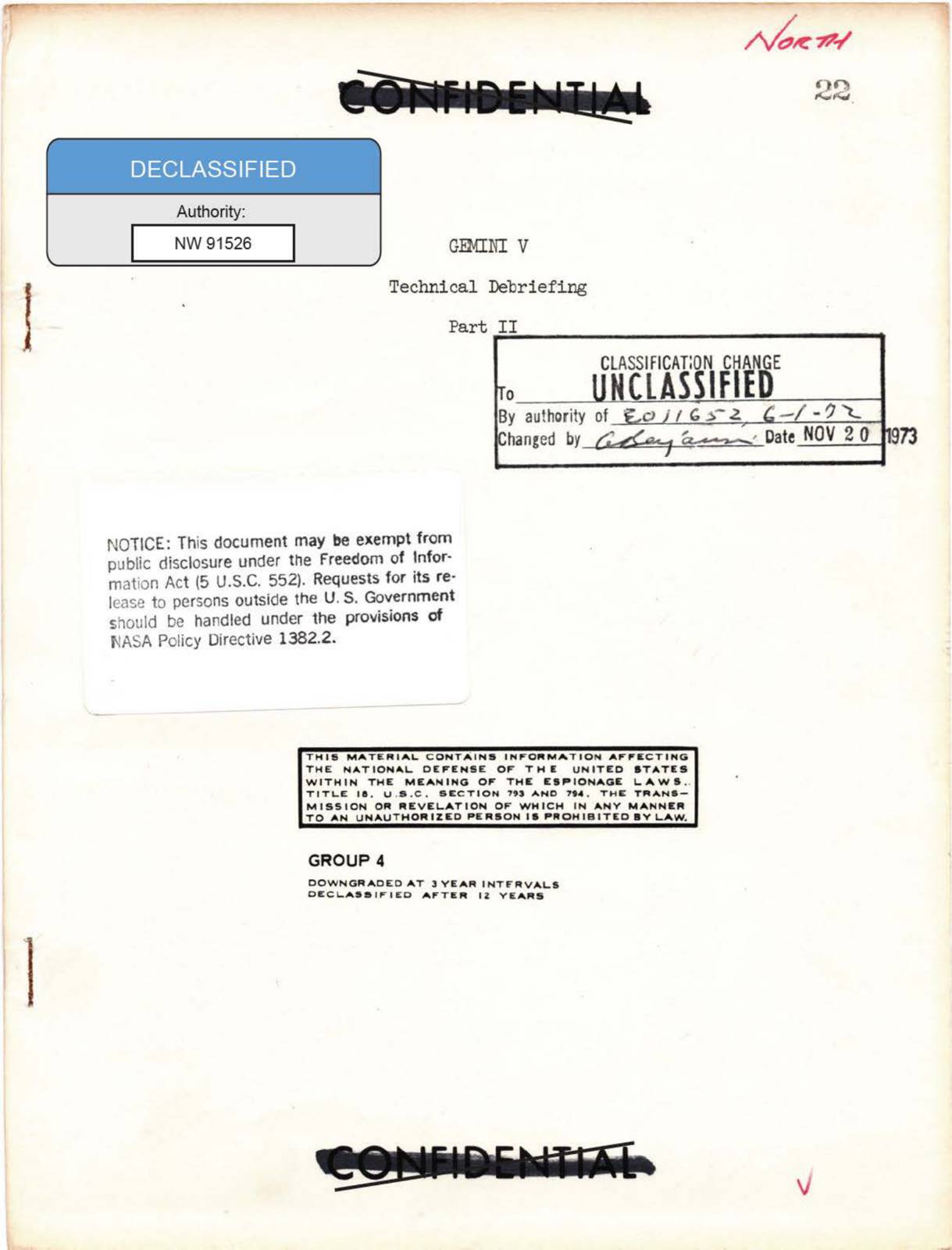 NASA-UAP-D020, תחקיר טכני של Gemini 5, חלק II, 1965 — עמוד 1