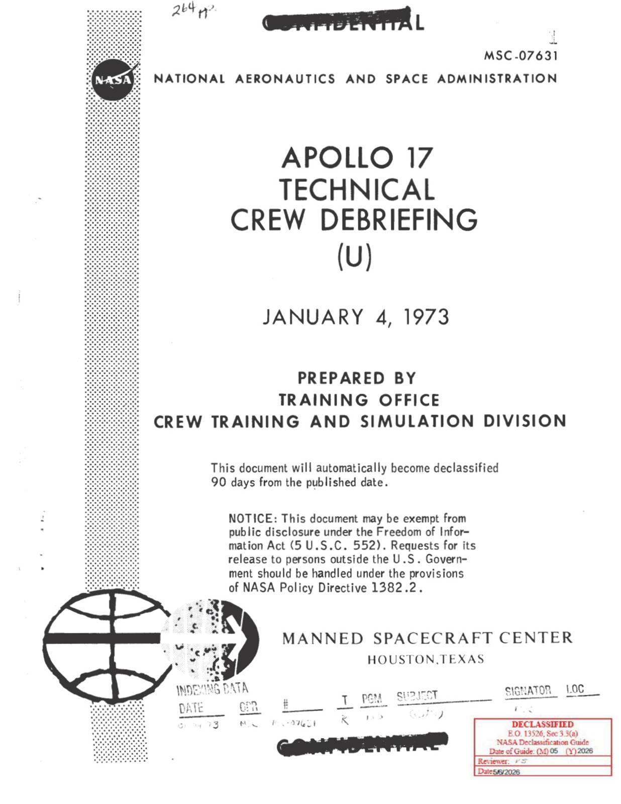 NASA-UAP-D6, Apollo 17 Technical Crew Debriefing, 1973 — עמוד 1