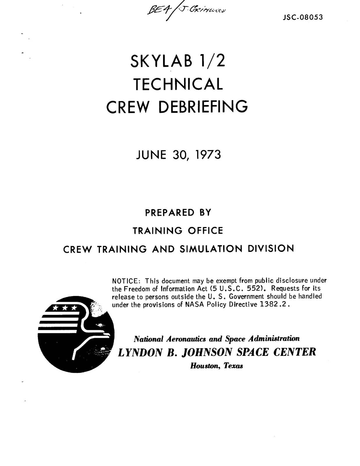 NASA-UAP-D7, Skylab Techincal Crew Debriefing 1973 — עמוד 1