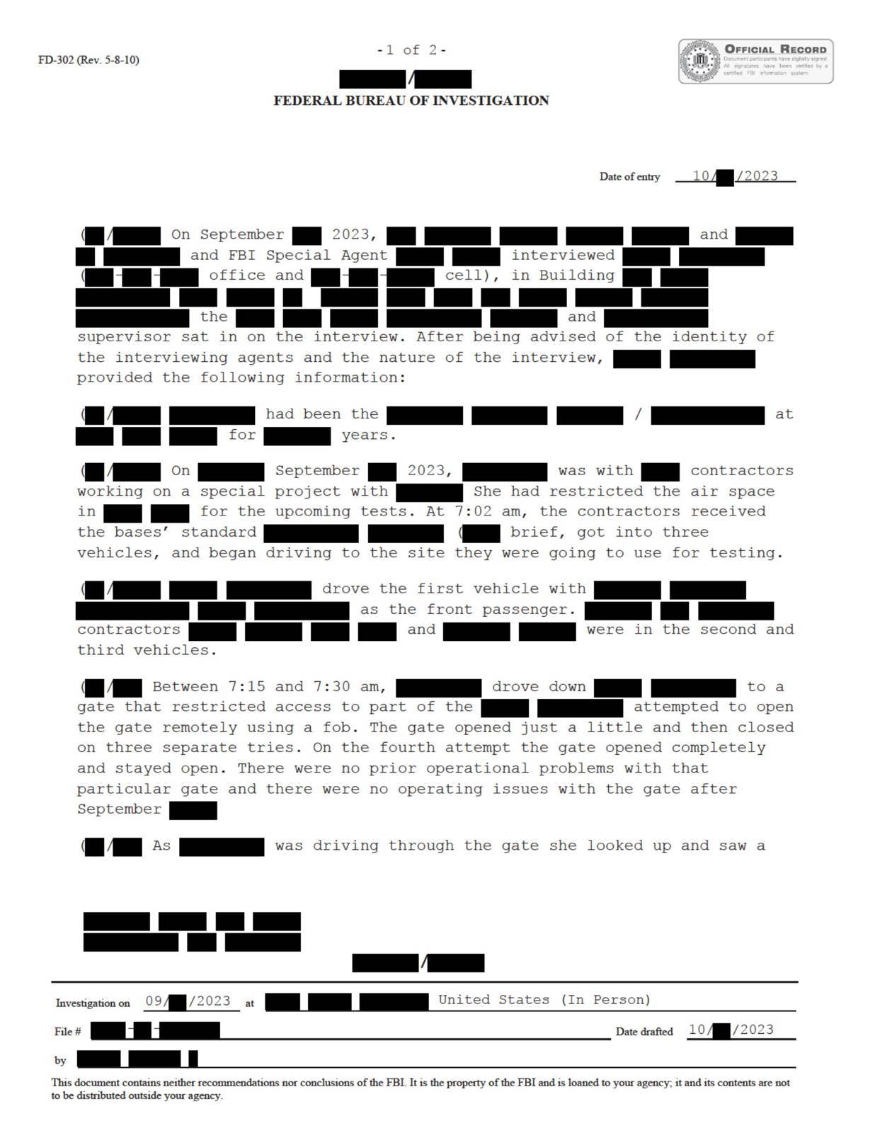 תצפית FBI מספטמבר 2023 — סריאל 4 — עמוד 1